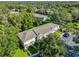 Aerial view of a multi-Gathering complex with a well-maintained lawn and parking area, surrounded by lush trees at 5717 Fishhawk Ridge Dr, Lithia, FL 33547