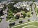 Aerial view of a well-maintained neighborhood park with a playground, surrounded by lush greenery and sidewalks at 5717 Fishhawk Ridge Dr, Lithia, FL 33547