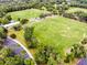Wide aerial view showcasing pristine sports fields and sprawling green spaces perfect for recreational activities at 5717 Fishhawk Ridge Dr, Lithia, FL 33547
