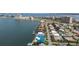 Overhead shot of waterfront homes with private boat docks and serene water views in a coastal community at 5884 51St S St, St Petersburg, FL 33715