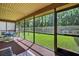 Screened lanai overlooking the backyard, with comfortable seating for relaxing and dining at 1357 Dinsmore Ct, New Port Richey, FL 34655