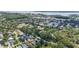Beautiful aerial view of a neighborhood with lush greenery and a lake in the background at 2182 Trevor Rd, Palm Harbor, FL 34683