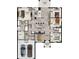 Open-concept floor plan with a spacious living room, modern kitchen, and four bedrooms, perfect for Gathering living at 2560 S Biscayne Dr, North Port, FL 34287
