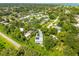 Beautiful aerial perspective of homes nestled between lush trees, featuring one with solar panels at 321 Barbara Cir, Belleair, FL 33756