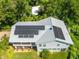 Aerial view of home featuring energy-efficient solar panels and vibrant greenery at 321 Barbara Cir, Belleair, FL 33756