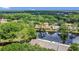 Scenic aerial view of homes nestled by a serene lake and lush green trees at 3902 Shoreside Cir, Tampa, FL 33624