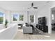 Bright living room featuring a gray sofa, modern decor, and natural light from large windows at 468 44Th N Ave, St Petersburg, FL 33703