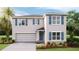 Charming two-story home featuring blue shutters, a two-car garage, and well-maintained landscaping at 7136 Beaverhead Ln, Land O Lakes, FL 34638