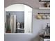 Kitchen view featuring modern stainless steel appliances and open shelving for storage at 1006 Harvest Moon Dr, Seffner, FL 33584