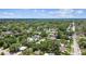 Expansive aerial view of a residential neighborhood featuring tree-lined streets and well-maintained homes beneath a blue sky at 10215 N 23Rd St, Tampa, FL 33612
