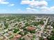 Bright aerial view of a neighborhood featuring tree-lined streets and well-maintained homes in a desirable, serene location at 12316 Eldon Dr, Largo, FL 33774