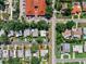 Birds-eye view of a neighborhood featuring charming homes with tree lined streets and manicured lawns at 12316 Eldon Dr, Largo, FL 33774