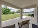 Covered patio with seating overlooking spacious lawn at 13735 Wineberry Dr, Dade City, FL 33525