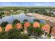 Beautiful aerial view of a lakeside community featuring lush trees, spacious homes, and stunning waterfront at 18917 Avenue Biarritz, Lutz, FL 33558
