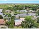Aerial view of waterfront homes surrounded by lush greenery, pools, and private docks along the canals at 2401 Roberta Ln, Clearwater, FL 33764
