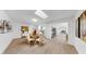 Bright dining room with a skylight, stylish decor and a seamless view into other living spaces at 2401 Roberta Ln, Clearwater, FL 33764