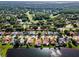 Community aerial view featuring many homes, green golf course, mature trees, and a waterway at 2691 Saddlewood Ln, Palm Harbor, FL 34685