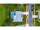 Birds-eye view of a home with a private screened-in pool, showcasing the layout at 2914 Forest Cir, Seffner, FL 33584