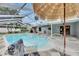 Inviting backyard pool with screened enclosure, patio seating, and umbrella at 2914 Forest Cir, Seffner, FL 33584