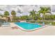 Refreshing community pool surrounded by palm trees and lounge chairs, perfect for relaxation at 4215 E Bay Dr # 1706A, Clearwater, FL 33764