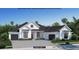 Modern farmhouse-style home with a black roof, white siding, two-car garage, and a well-manicured lawn at 5119 Summit View Dr, Brooksville, FL 34601