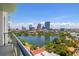 Balcony view overlooking the city and lake with glass railing at 777 3Rd N Ave # 1406, St Petersburg, FL 33701