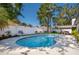 Gorgeous backyard pool featuring a spacious patio, lush landscaping, and ample entertaining areas at 8010 W Hiawatha St, Tampa, FL 33615