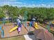 A colorful playground with slides, climbing walls, and a covered picnic area for families at 21837 Briske Morning Ave, Land O Lakes, FL 34637