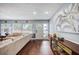 Bright living room with hardwood floors, modern decor, and a view of the front door at 3173 Fountainhead Dr, Largo, FL 33770