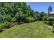 Spacious backyard featuring a lush green lawn, mature trees, and well-maintained landscaping, offering a private outdoor space at 4096 38Th S St, St Petersburg, FL 33711