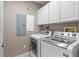 Convenient laundry room with modern washer and dryer, plus ample storage in the built-in cabinets at 449 S 12Th St # 1004, Tampa, FL 33602