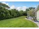 A meticulously maintained lawn with lush privacy hedges and a glimpse of a screened lanai and pool beyond at 1156 Ridgegrove W Dr, Palm Harbor, FL 34683