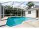 Beautiful pool and patio area enclosed with white screen, offering a serene backyard retreat at 1156 Ridgegrove W Dr, Palm Harbor, FL 34683