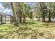Backyard featuring mature trees and a white fence enhancing the outdoor living space at 13167 Roseanna Dr, Spring Hill, FL 34609