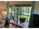 Cozy screened-in patio with seating area and view of lush greenery at 140 Nina Way, Oldsmar, FL 34677
