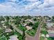 Coastal neighborhood aerial view featuring tidy lawns and nearby water views at 1580 Arizona Ave Ne, St Petersburg, FL 33703