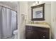 Traditional bathroom vanity with tub and shower combo at 17701 Sunrise Dr, Lutz, FL 33549