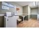 Clean and functional laundry room featuring modern washing machines and a folding table at 2901 W 26Th St # 301, Bradenton, FL 34205