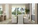 Bright dining space with sleek dining set, large windows, and elegant curtains at 31616 Cardinal Yard Dr, San Antonio, FL 33576