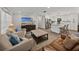 Open-concept living room flowing into a modern kitchen with stainless steel appliances and a stylish island at 37153 Mcminn Ave, Dade City, FL 33525