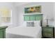 Bedroom featuring a queen bed, a matching green nightstand, a lamp, and a painting at 12000 Gulf Blvd # 506N, Treasure Island, FL 33706