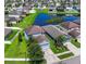 A lovely aerial view showcases houses with a pond that enhances the community's natural beauty and appeal at 1821 Hawks View Dr, Ruskin, FL 33570