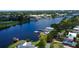 Aerial view of waterfront property with canal access and space for a dock at 2205 N Riverside Dr, Tampa, FL 33602