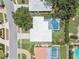 Bird's-eye view of the property showcasing its pristine roof and inviting backyard pool area at 2418 Cardwell Way, Sarasota, FL 34231