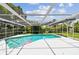 Relaxing screened pool with a sunny lanai and mature landscaping in the backyard at 2418 Cardwell Way, Sarasota, FL 34231