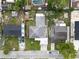Overhead aerial view of houses with pools and cluttered yards in a residential neighborhood at 4705 Murray Hill Dr, Tampa, FL 33615