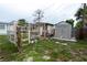 Backyard featuring outbuildings, garden areas, and fenced-in yard space at 4705 Murray Hill Dr, Tampa, FL 33615