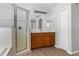 Bathroom featuring a vanity, a glass shower, and ample space for all your essentials at 5015 58Th E Ter, Bradenton, FL 34203