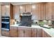 Modern kitchen with stainless appliances, sleek cabinetry, and elegant quartz countertop at 10305 Cross River Trl, Parrish, FL 34219