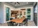 The sliding glass doors open to reveal a beautiful outdoor patio and flow naturally into the home's living spaces at 10305 Cross River Trl, Parrish, FL 34219
